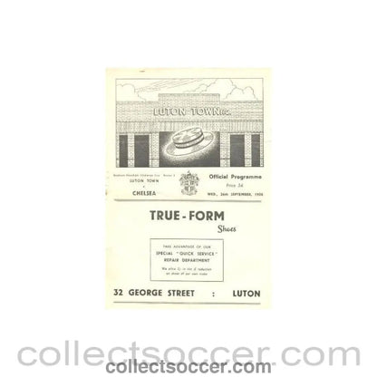 1956 - Luton Town vChelsea official programme 26/09/1956 - Collect Soccer