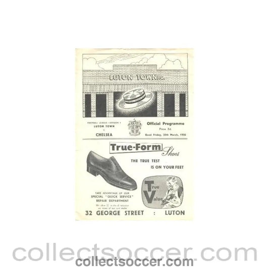 1956 - Luton Town vChelsea official programme 30/03/1956