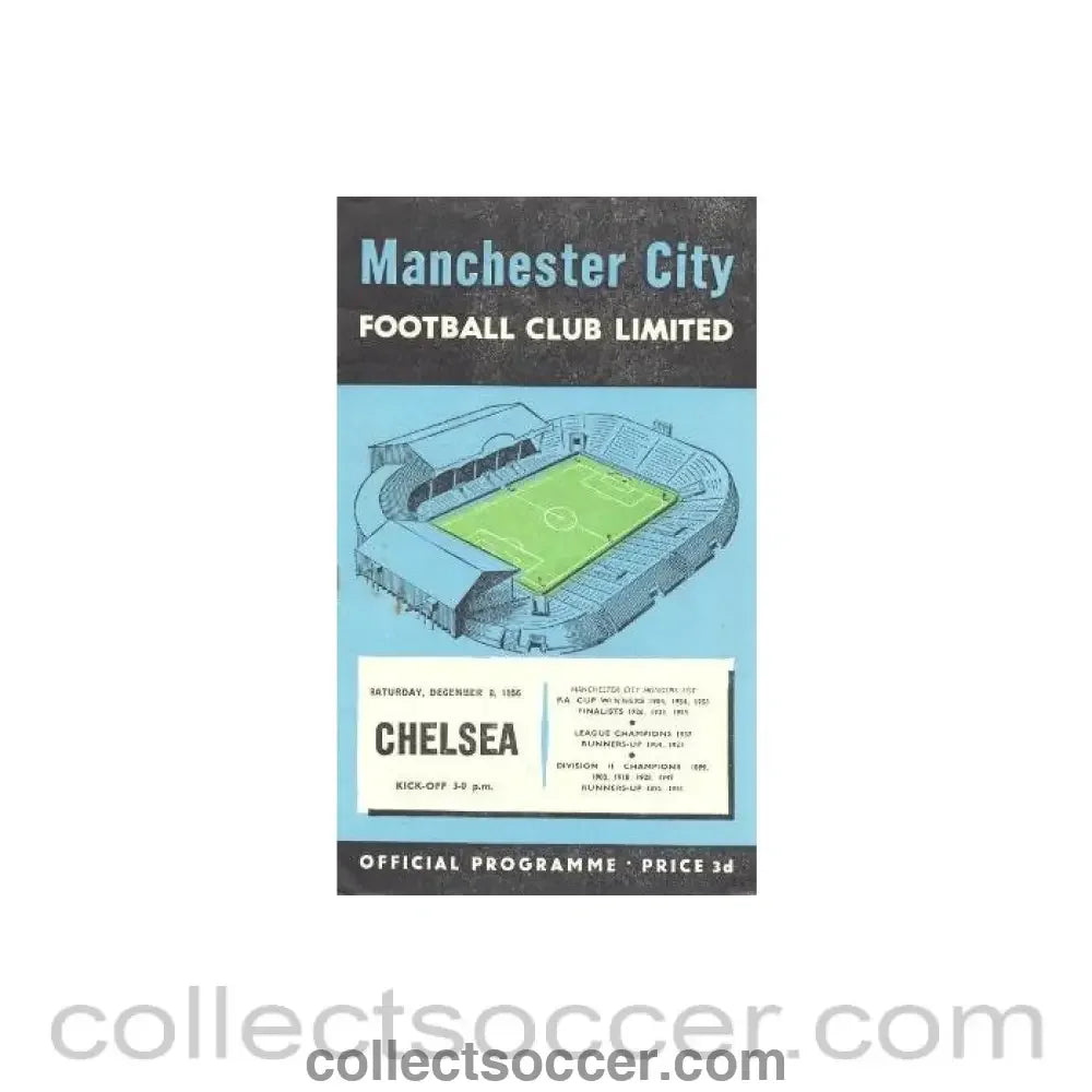 1956 - Manchester City vChelsea official programme 08/12/1956