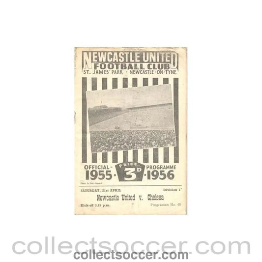 1956 - Newcastle United vChelsea official programme 21/04/1956 - Collect Soccer