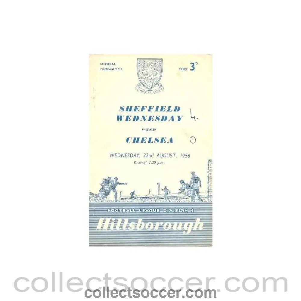 1956 - Sheffield Wednesday vChelsea official programme 22/08/1956 - Collect Soccer