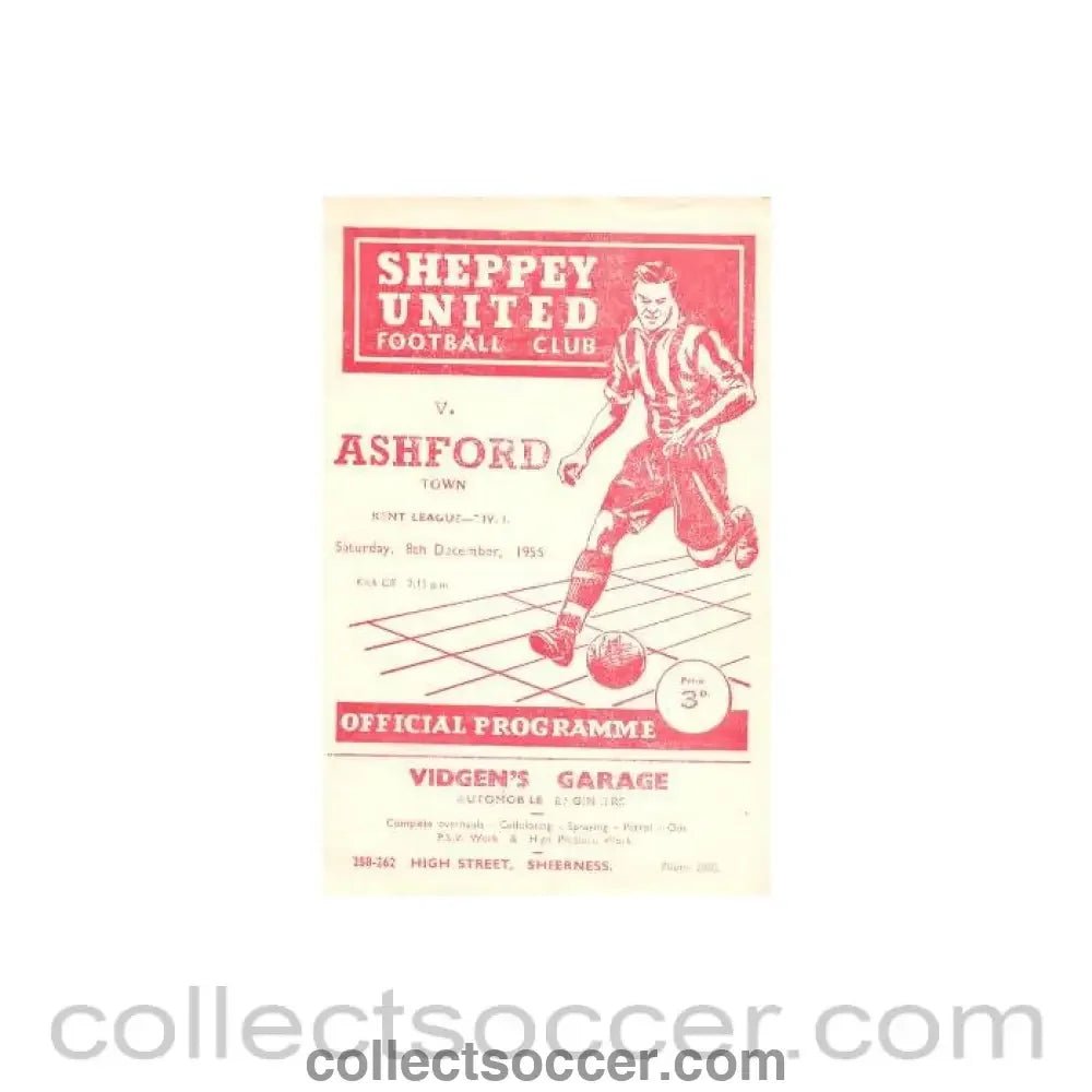 1956 - Sheppey United v Ashford Town official programme 08/12/1956 - Collect Soccer