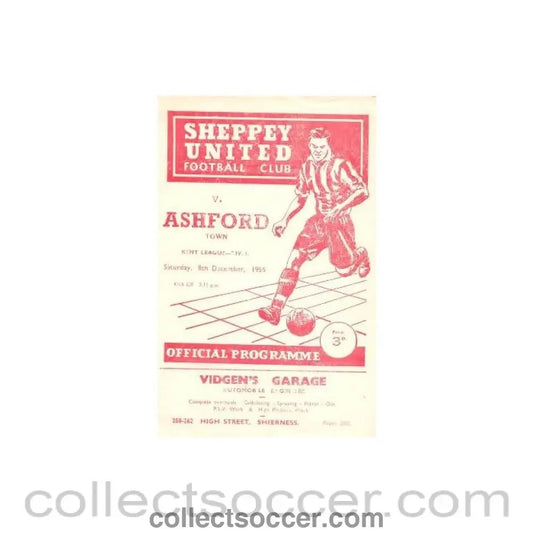 1956 - Sheppey United v Ashford Town official programme 08/12/1956 - Collect Soccer