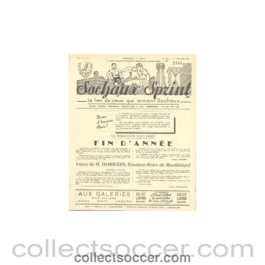 1956 Sochaux, France Official Programme Sochaux Sprint of 01/01/1956 - Collect Soccer