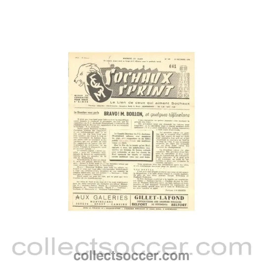1956 Sochaux, France Official Programme Sochaux Sprint of 23/12/1956 - Collect Soccer
