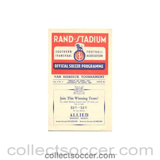 1956 South Africa - Natal v The Rest official programme 06/04/1956 and Western Province v Southern Transvaal - Collect Soccer