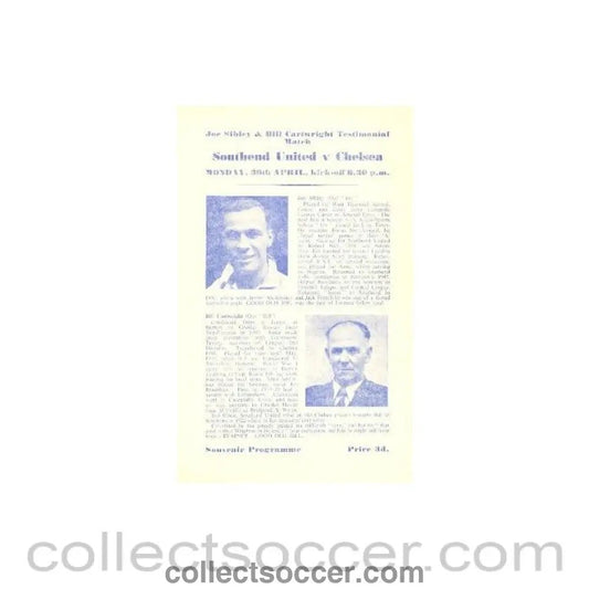 1956 - Southend vChelsea official programme 30/04/1956 - Collect Soccer