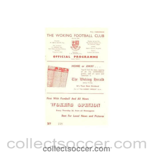 1956 - Woking v Clapton official programme 18/08/1956 - Collect Soccer