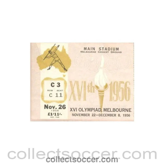 1956 XVIth Olympic Games in Melbourne ticket 08/12/1956 - Collect Soccer