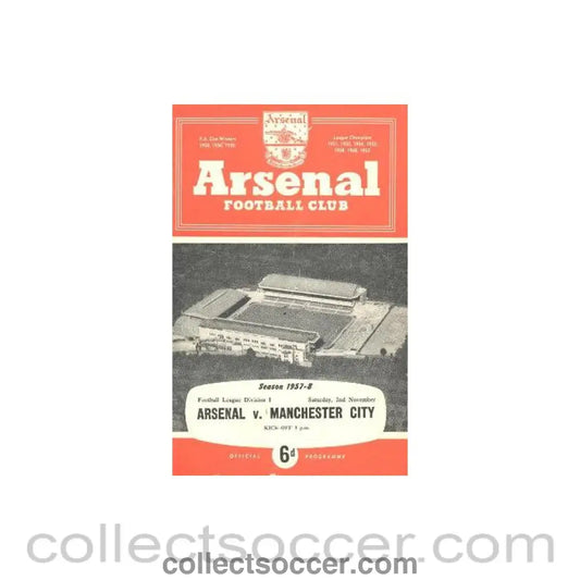 1957 - Arsenal v Manchester City official programme 02/11/1957