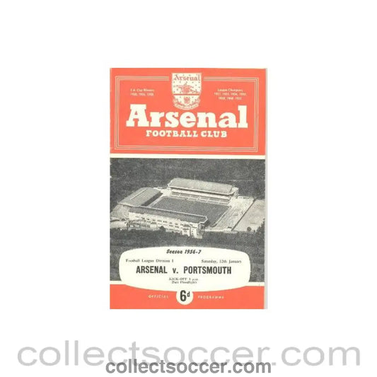 1957 - Arsenal v Portsmouth official programme 12/01/1957
