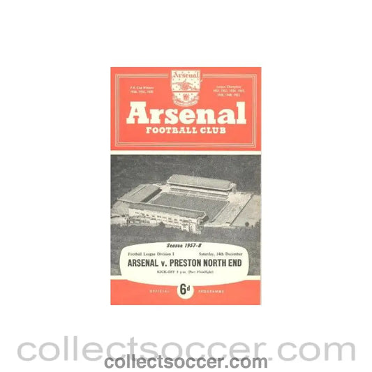 1957 - Arsenal v Preston North End official programme 14/12/1957