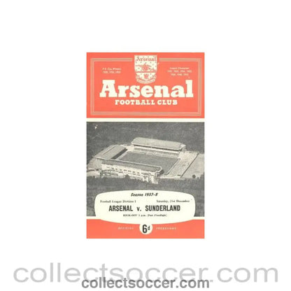 1957 - Arsenal v Sunderland official programme 21/12/1957
