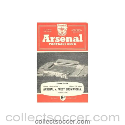 1957 - Arsenal v West Bromwich Albion official programme 27/08/1957 - Collect Soccer
