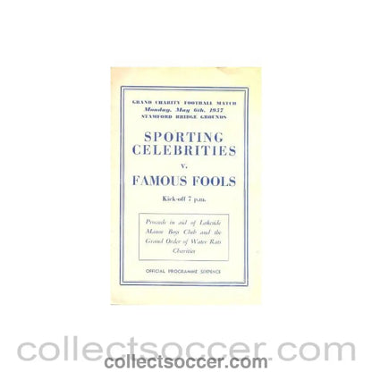 1957 - AtChelsea Sporting Celebrities v Famous Fools charity match official programme 06/05/1957