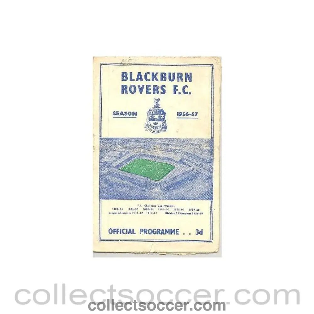 1957 - Blackburn Rovers v Notts County official programme 19/04/1957 - Collect Soccer