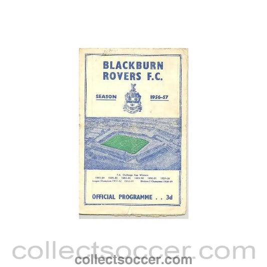 1957 - Blackburn Rovers v Notts County official programme 19/04/1957 - Collect Soccer