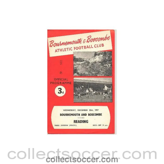 1957 - Bournemouth v Reading official programme 25/12/1957