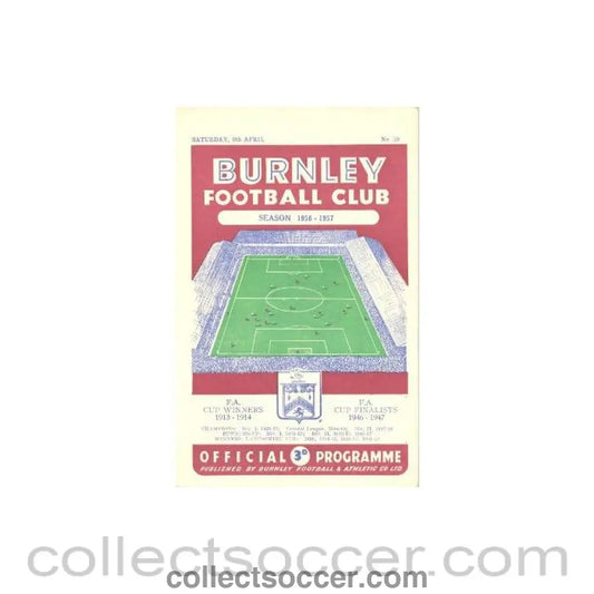 1957 - Burnley v Bolton Wanderers official programme 06/04/1957