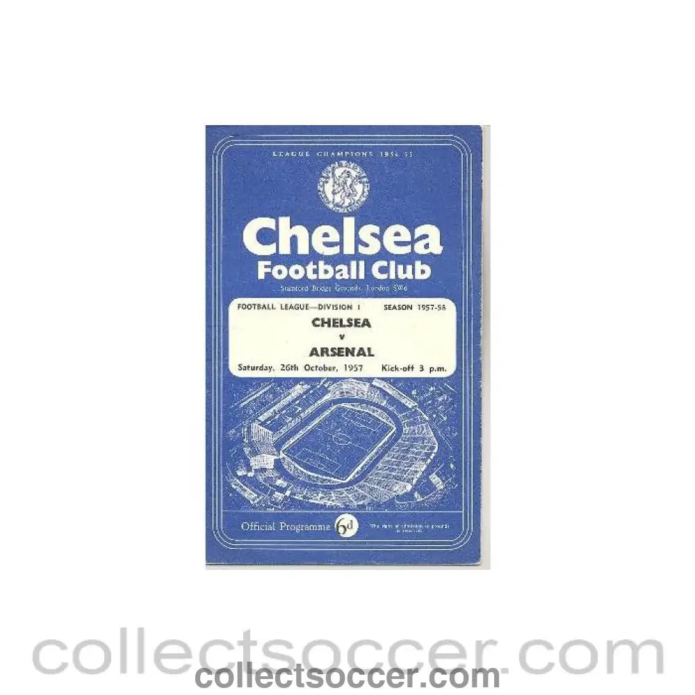 1957 - Chelsea v Arsenal official programme 26/10/1957 - Collect Soccer