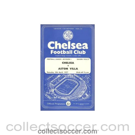 1957 - Chelsea v Aston Villa official programme 06/04/1957