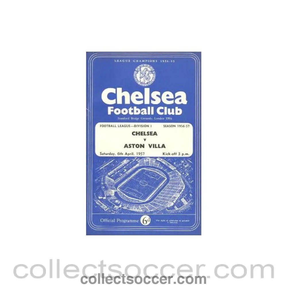 1957 - Chelsea v Aston Villa official programme 06/04/1957 - Collect Soccer