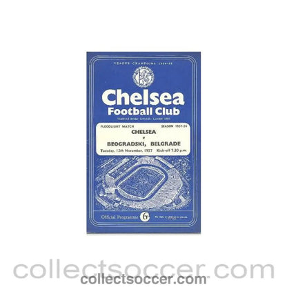 1957 - Chelsea v Beogradski, Belgrade official programme 12/11/1957 - Collect Soccer