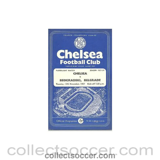 1957 - Chelsea v Beogradski Belgrade official programme 12/11/1957
