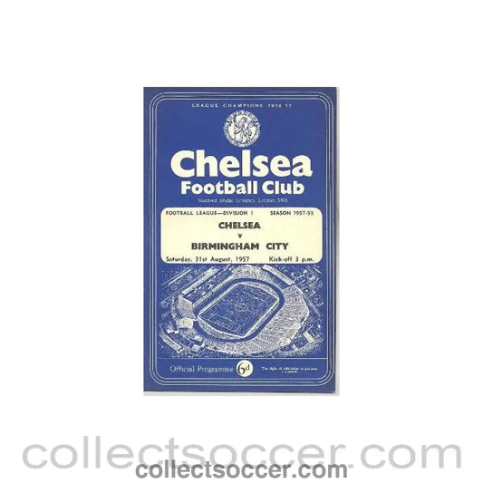 1957 - Chelsea v Birmingham City official programme 31/08/1957