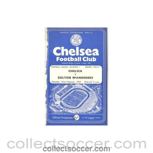 1957 - Chelsea v Bolton Wanderers official programme 23/02/1957