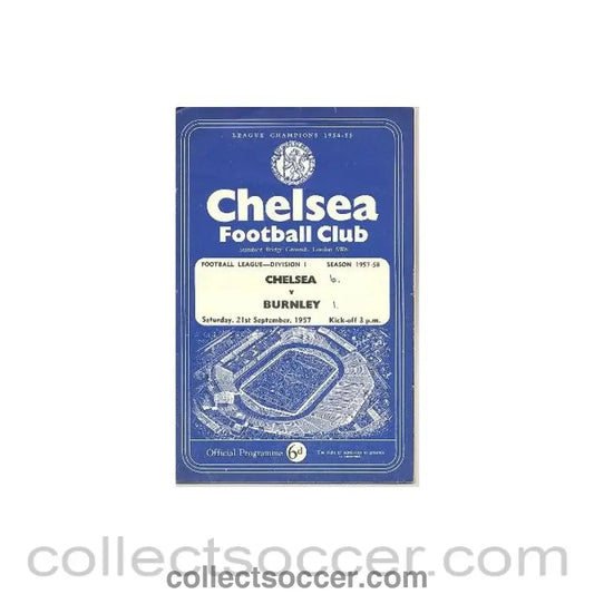 1957 - Chelsea v Burnley official programme 21/09/1957