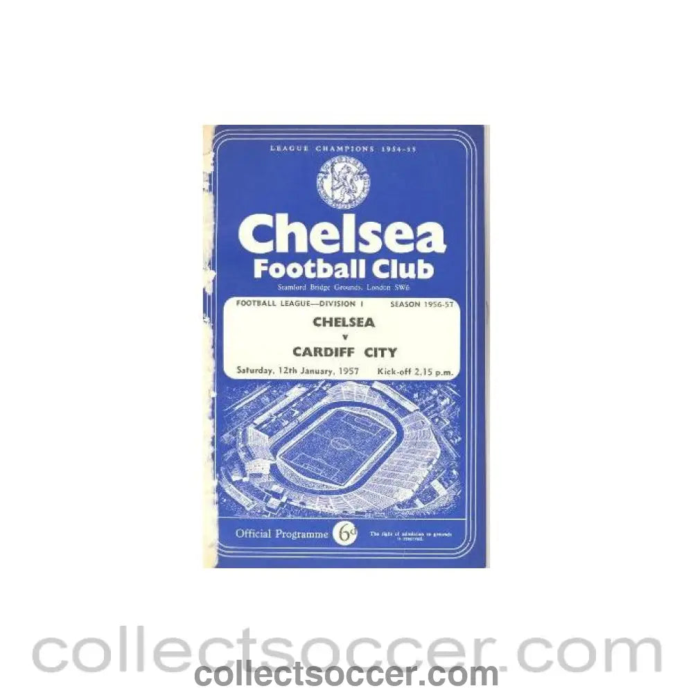 1957 - Chelsea v Cardiff City official programme 12/01/1957