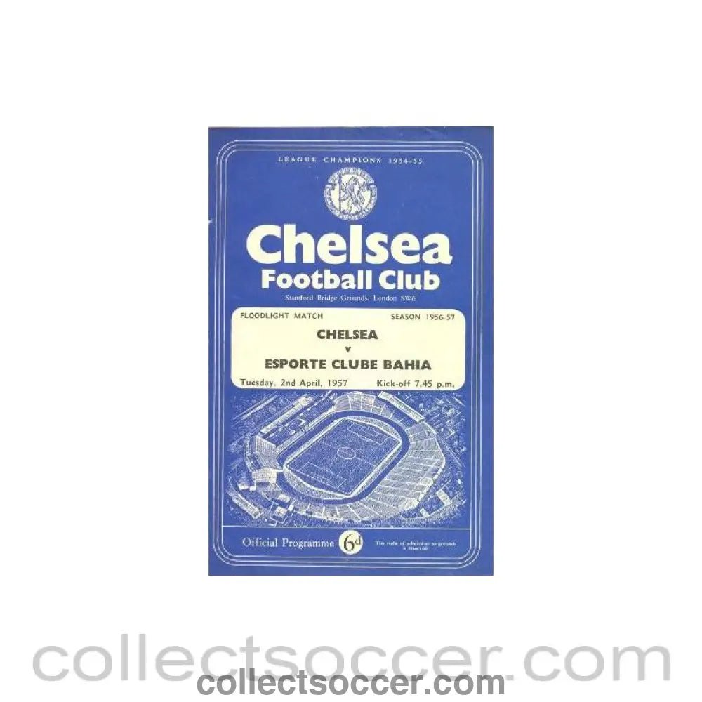 1957 - Chelsea v Esporte Clube Bahia official programme 02/04/1957 - Collect Soccer