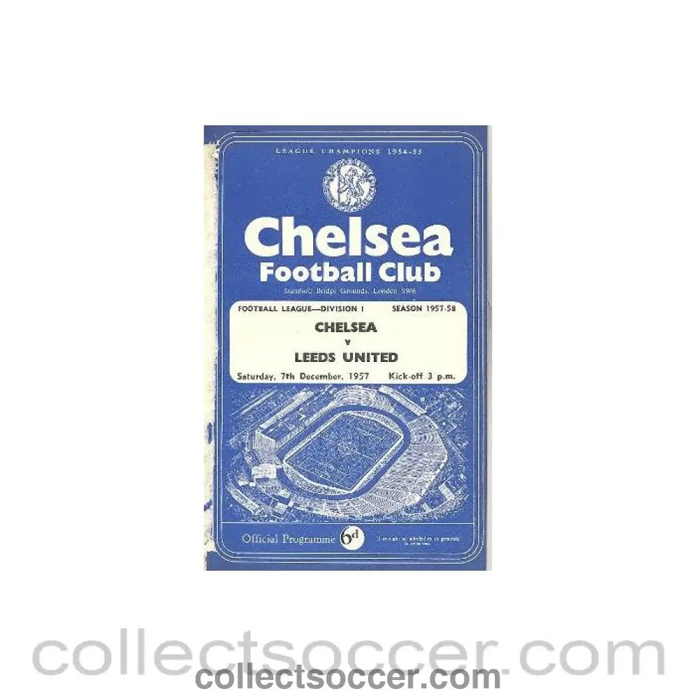 1957 - Chelsea v Leeds United official programme 07/12/1957 - Collect Soccer