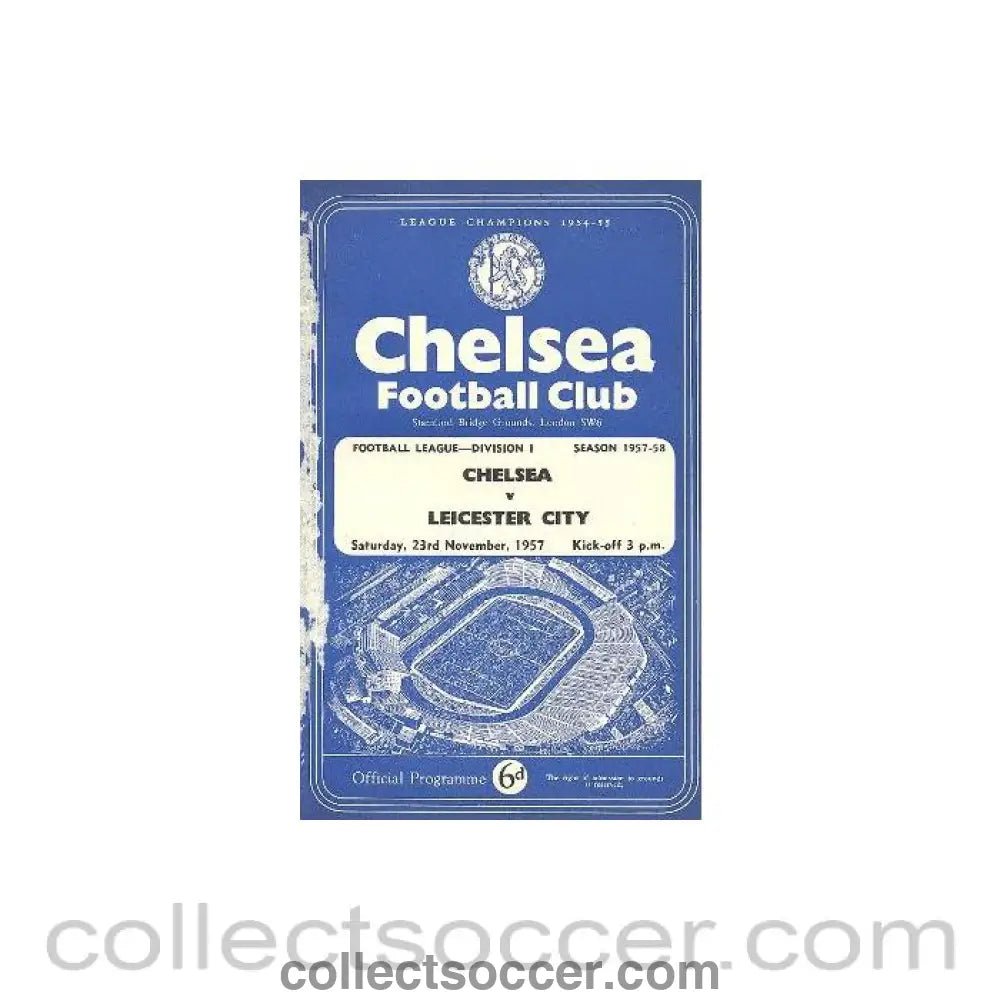 1957 - Chelsea v Leicester City official programme 23/11/1957 - Collect Soccer