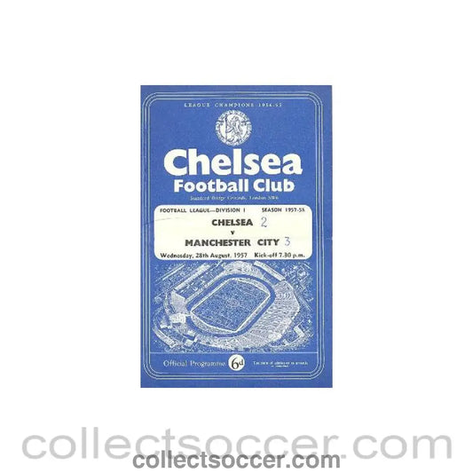 1957 - Chelsea v Manchester City official programme 28/08/1957