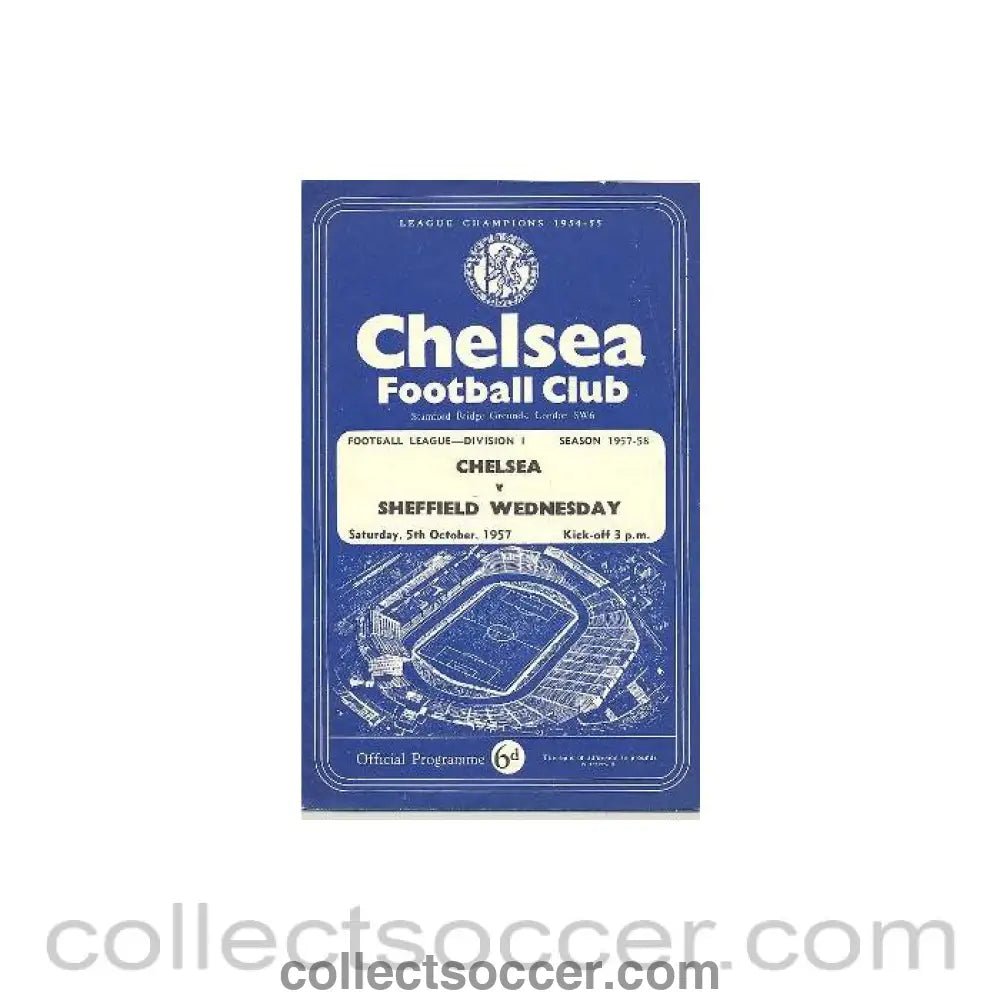 1957 - Chelsea v Sheffield Wednesday official programme 05/10/1957 - Collect Soccer