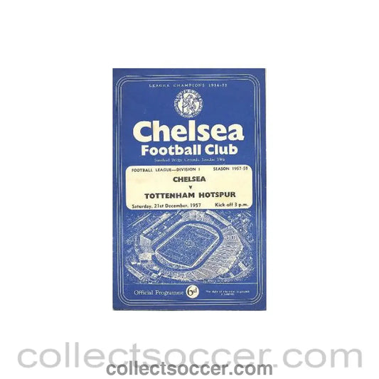 1957 - Chelsea v Tottenham Hotspur official programme 21/12/1957 Football League