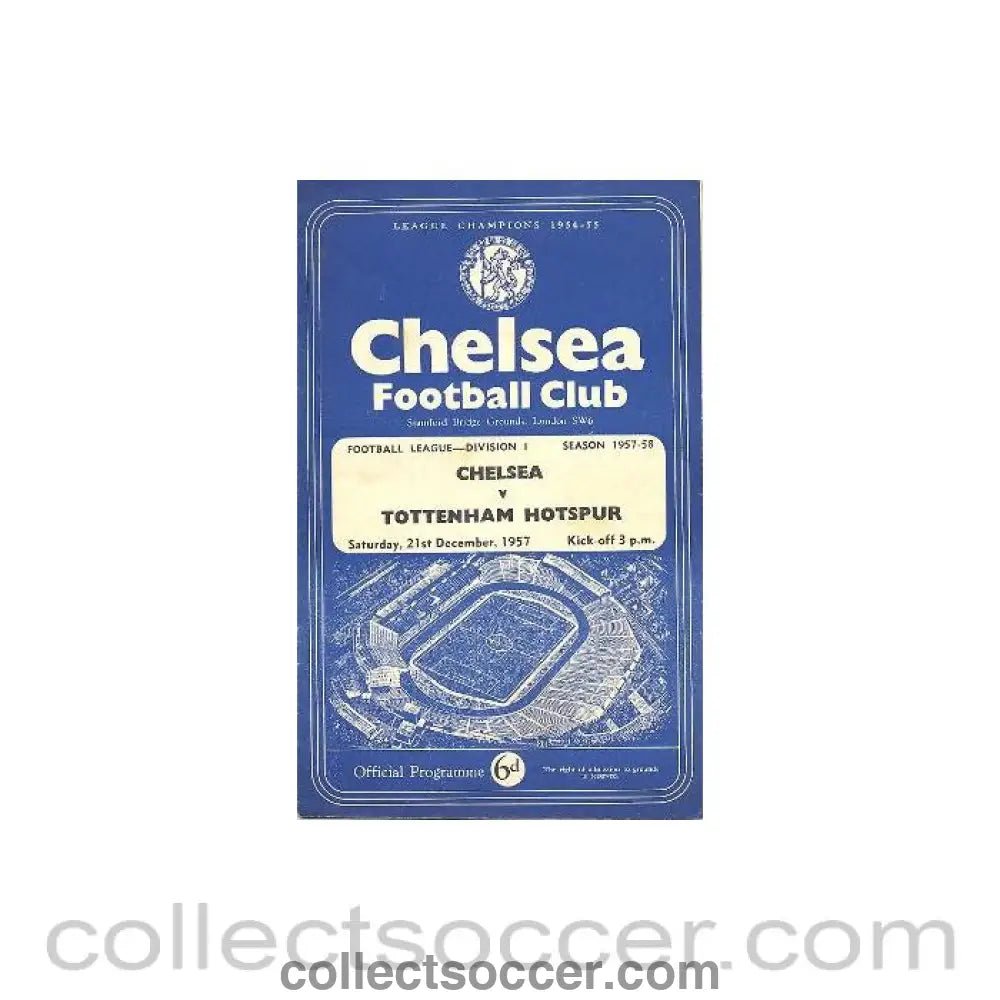 1957 - Chelsea v Tottenham Hotspur official programme 21/12/1957 Football League - Collect Soccer