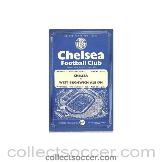 1957 - Chelsea v West Bromwich Albion official programme 11/09/1957