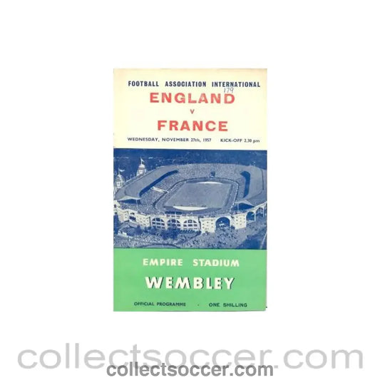 1957 England v France official programme 27/11/1957