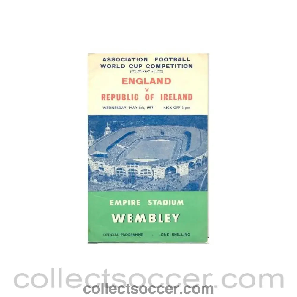 1957 England v Republic of Ireland official programme 08/05/1957 World Cup Qualifier