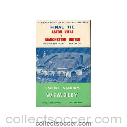 1957 FA Cup Final Programme Aston Villa v Manchester United - Collect Soccer
