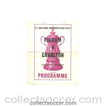 1957 - Fulham v Charlton Athletic official programme 1957 - 1958 pirate - Collect Soccer