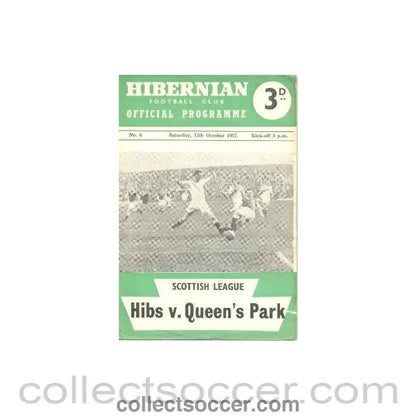 1957 - Hibernian v Queen's Park official programme 12/10/1957 - Collect Soccer