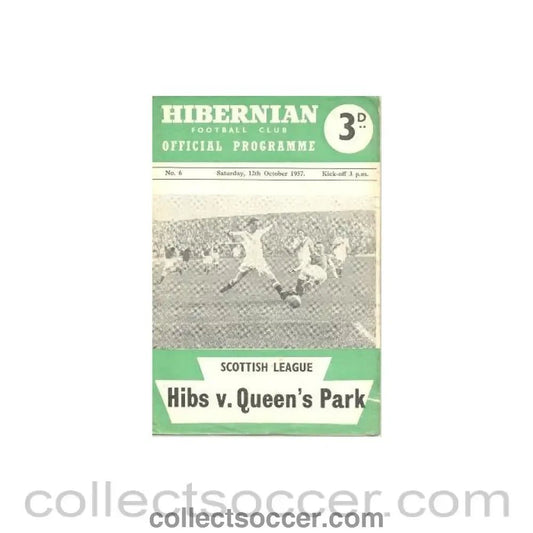 1957 - Hibernian v Queen's Park official programme 12/10/1957 - Collect Soccer