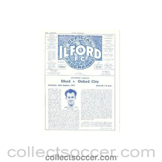 1957 - Ilford v Oxford City official programme 24/08/1957 - Collect Soccer