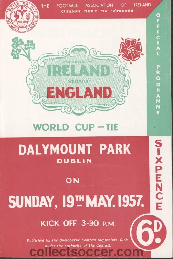 1957 Ireland v England Programme - Collect Soccer