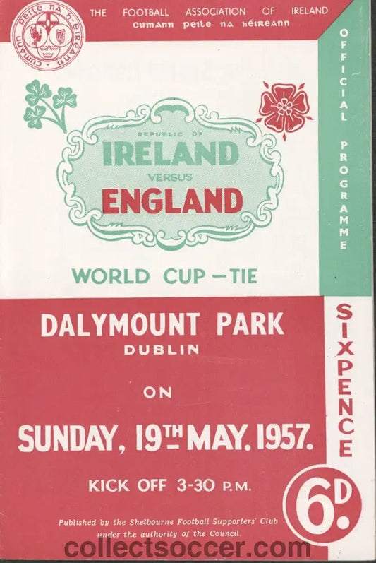 1957 Ireland v England Programme - Collect Soccer