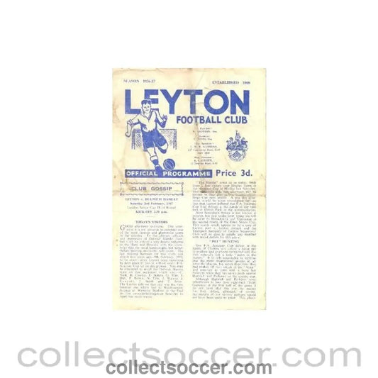1957 - Leyton Orient v Dulwich Hamlet official programme 02/02/1957 - Collect Soccer